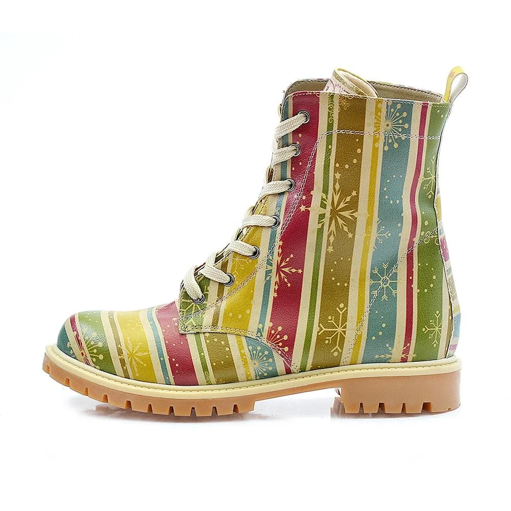 Colored Striped and Snow Crystals Long Boots TMB1022