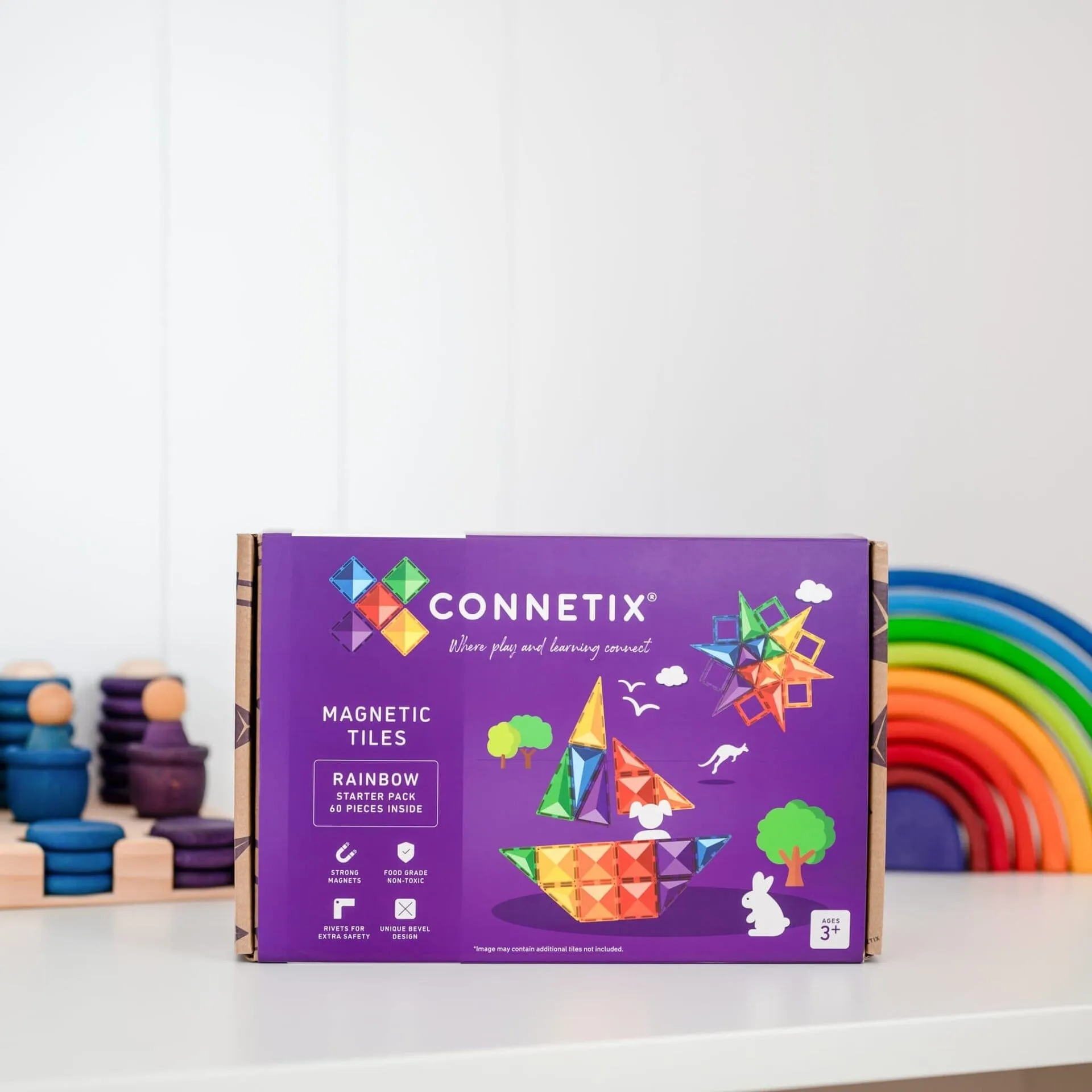 Connetix Tiles - Starter Pack 60 pc - Rainbow