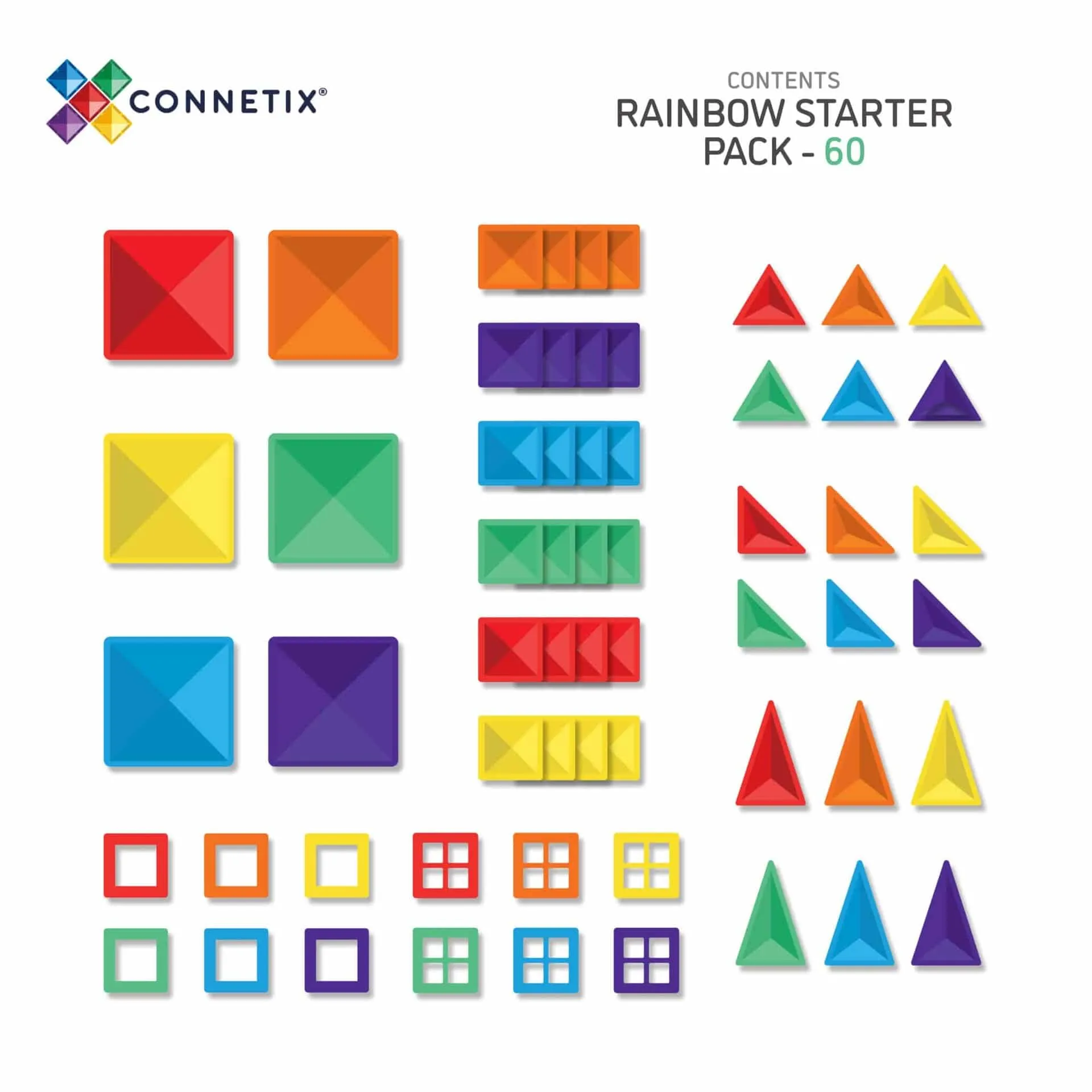 Connetix Tiles - Starter Pack 60 pc - Rainbow