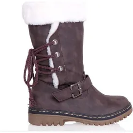 Cross Belt Buckle Patchwork Snow Boots