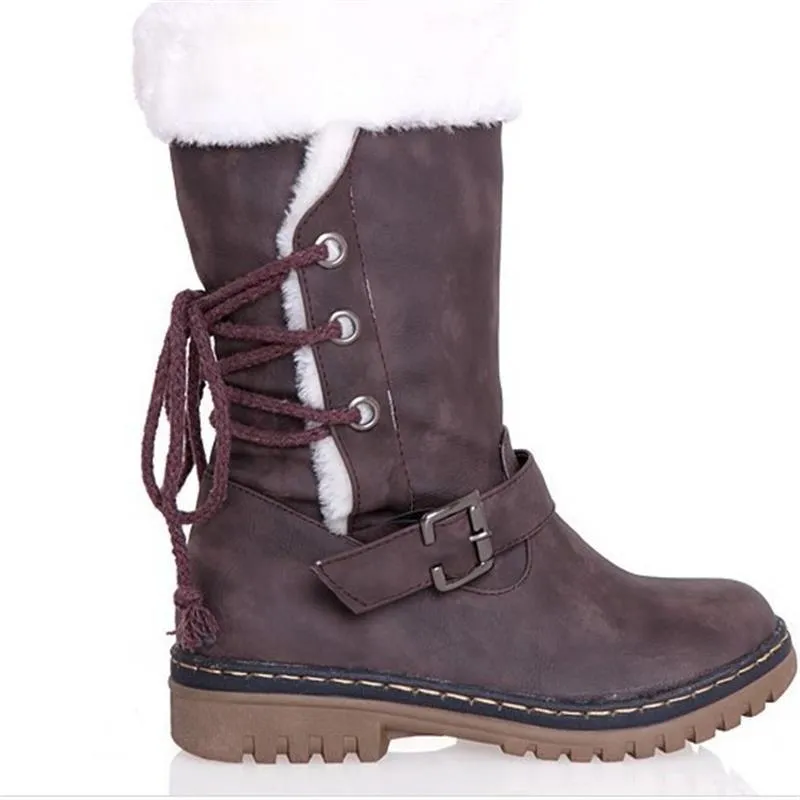 Cross Belt Buckle Patchwork Snow Boots