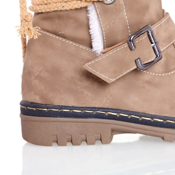 Cross Belt Buckle Patchwork Snow Boots