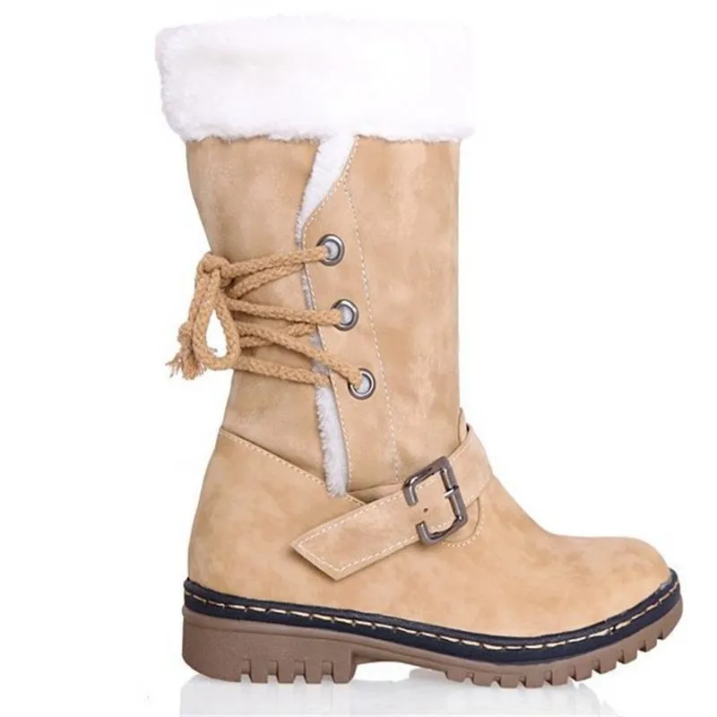 Cross Belt Buckle Patchwork Snow Boots