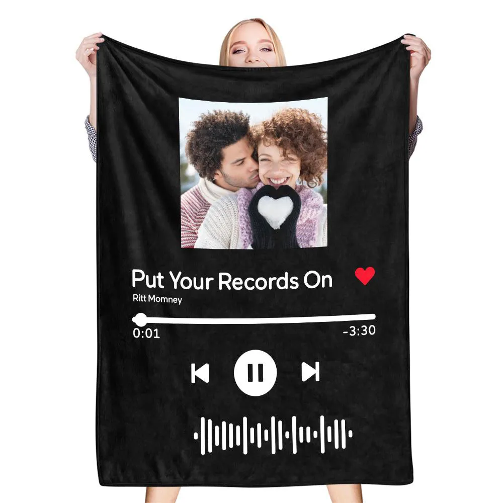 Custom Scannable Music Code Photo Fleece Blanket - 4 Colors