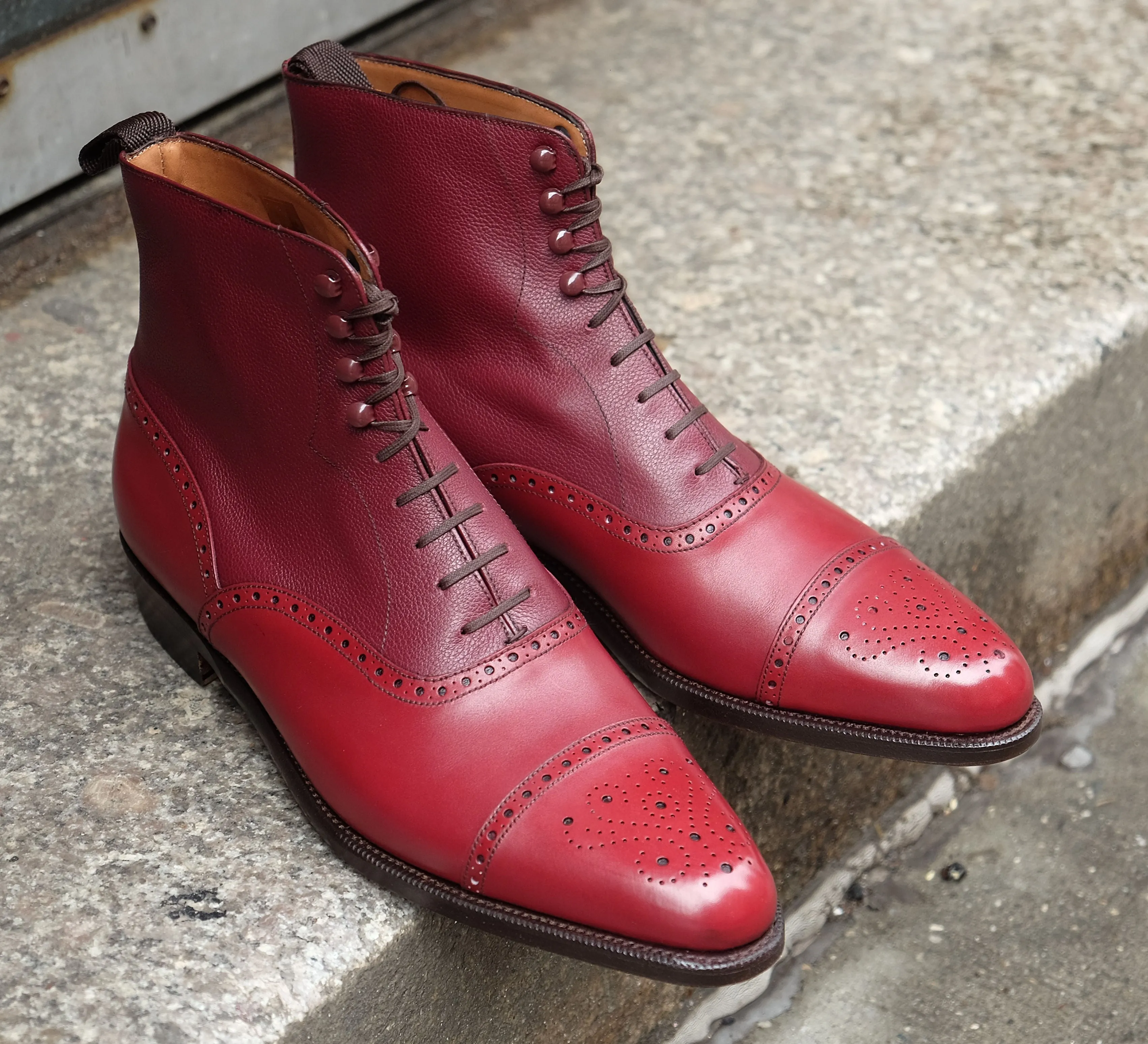 David - MTO - Rose Calf / Raspberry Scotch Grain - JKF Last - Single Leather Sole