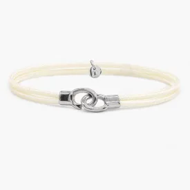 Double Sailing Cord Bracelet With Silver Lock (Cream)