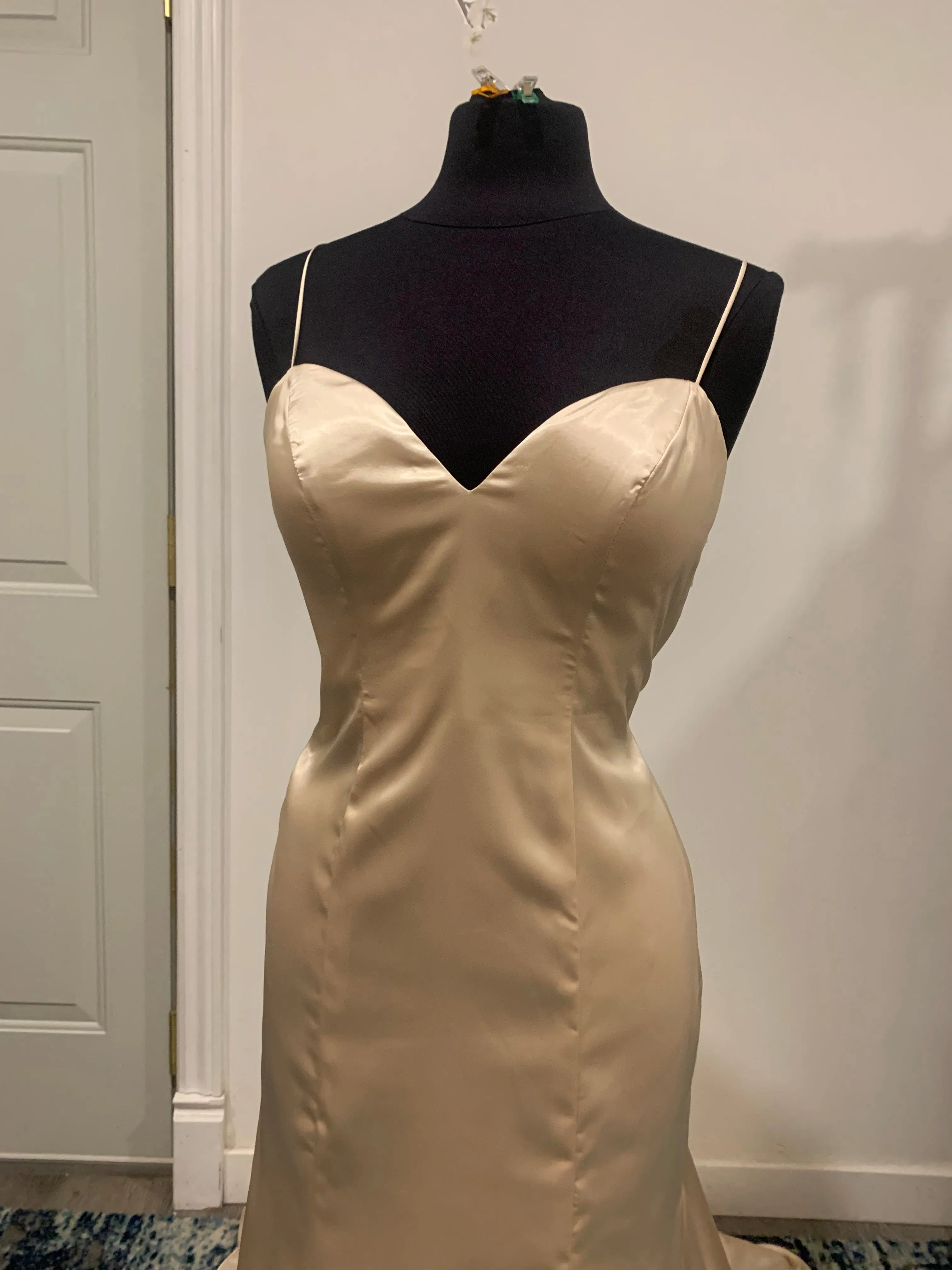 Dress 4822: Gold Champagne Slip Dress *Very short* waist 31