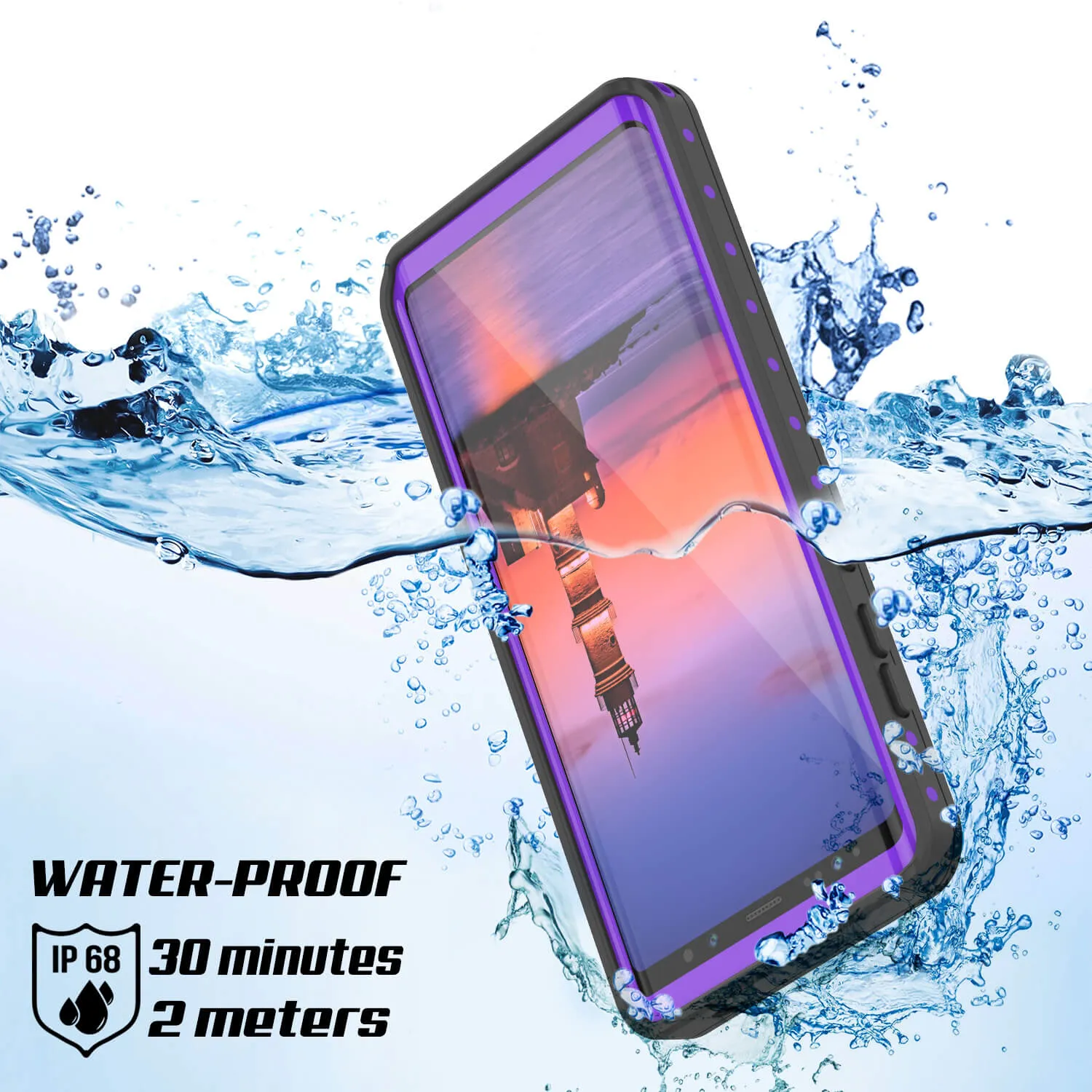 Galaxy Note 9 Waterproof Case, Punkcase Studstar Purple Series Thin Armor Cover