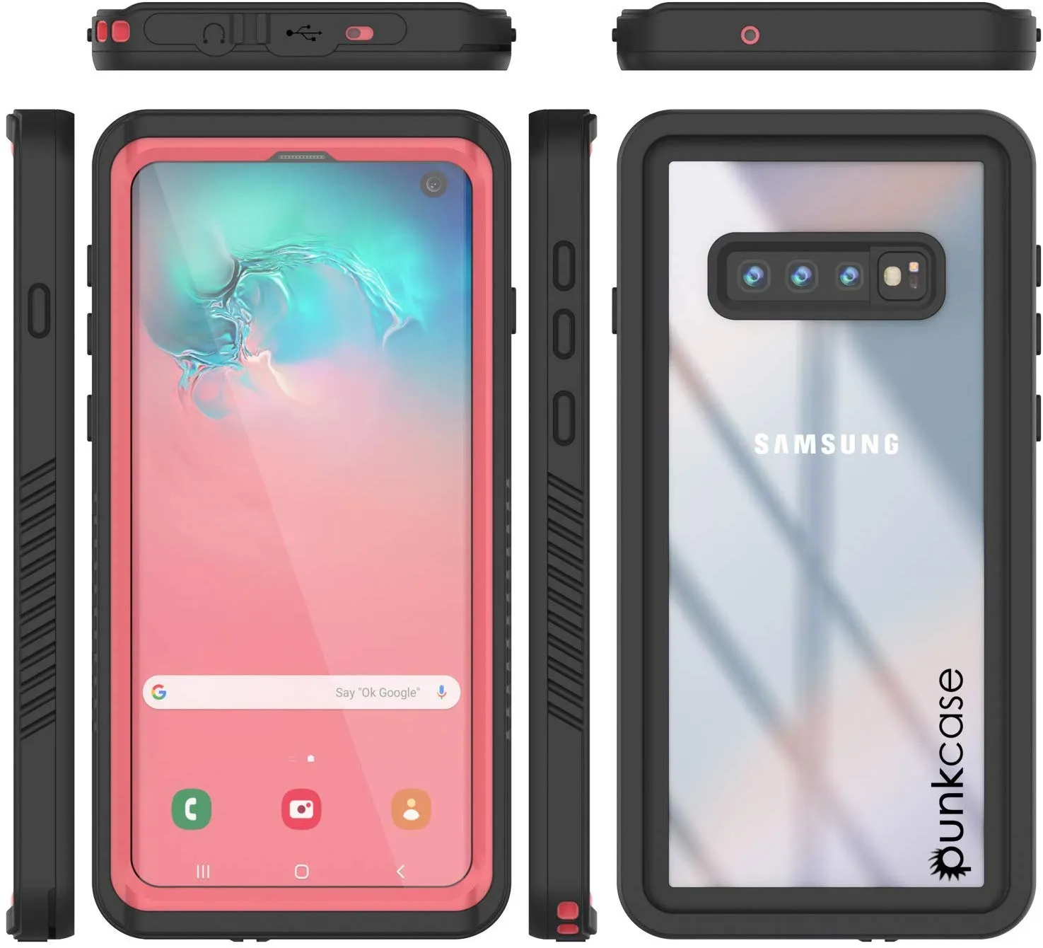 Galaxy S10 Water/Shock/Snowproof Slim Screen Protector Case [Pink]