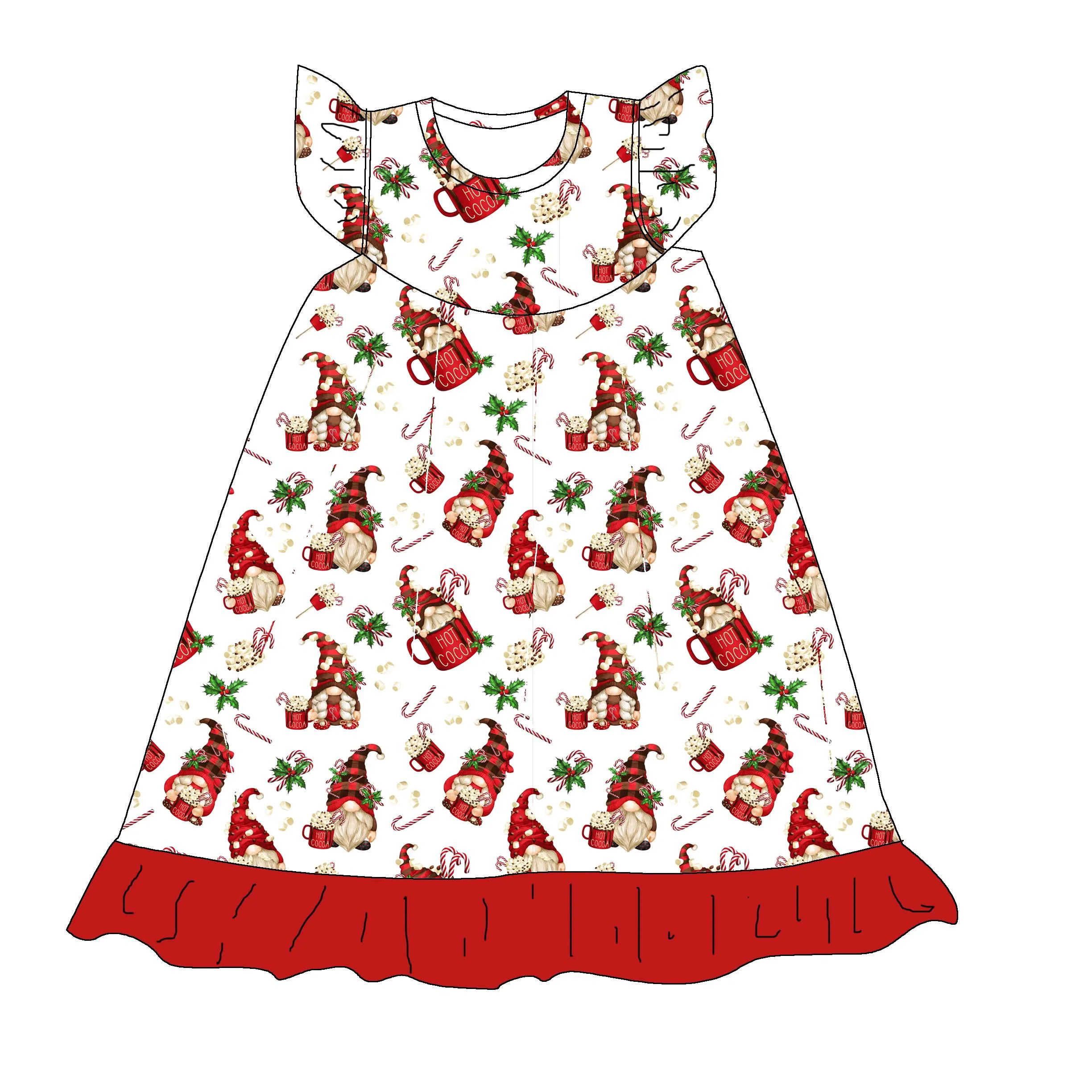 GNOMES KNEE LENGTH FLUTTER SLEEVES NIGHTGOWN