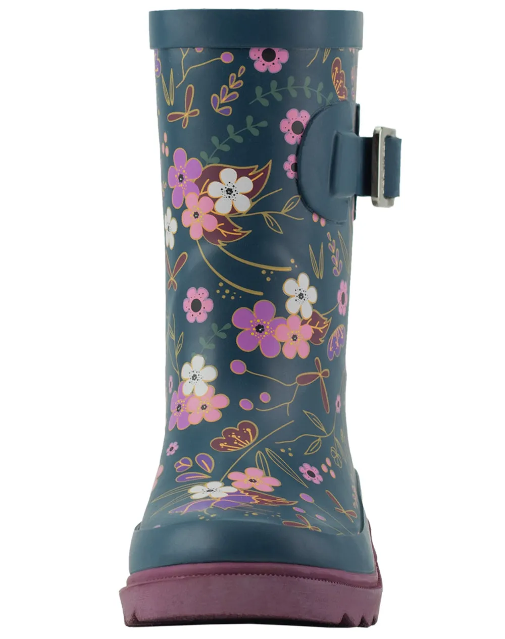 KID’S BUCKLE RUBBER RAIN BOOTS MIDNIGHT FLORAL