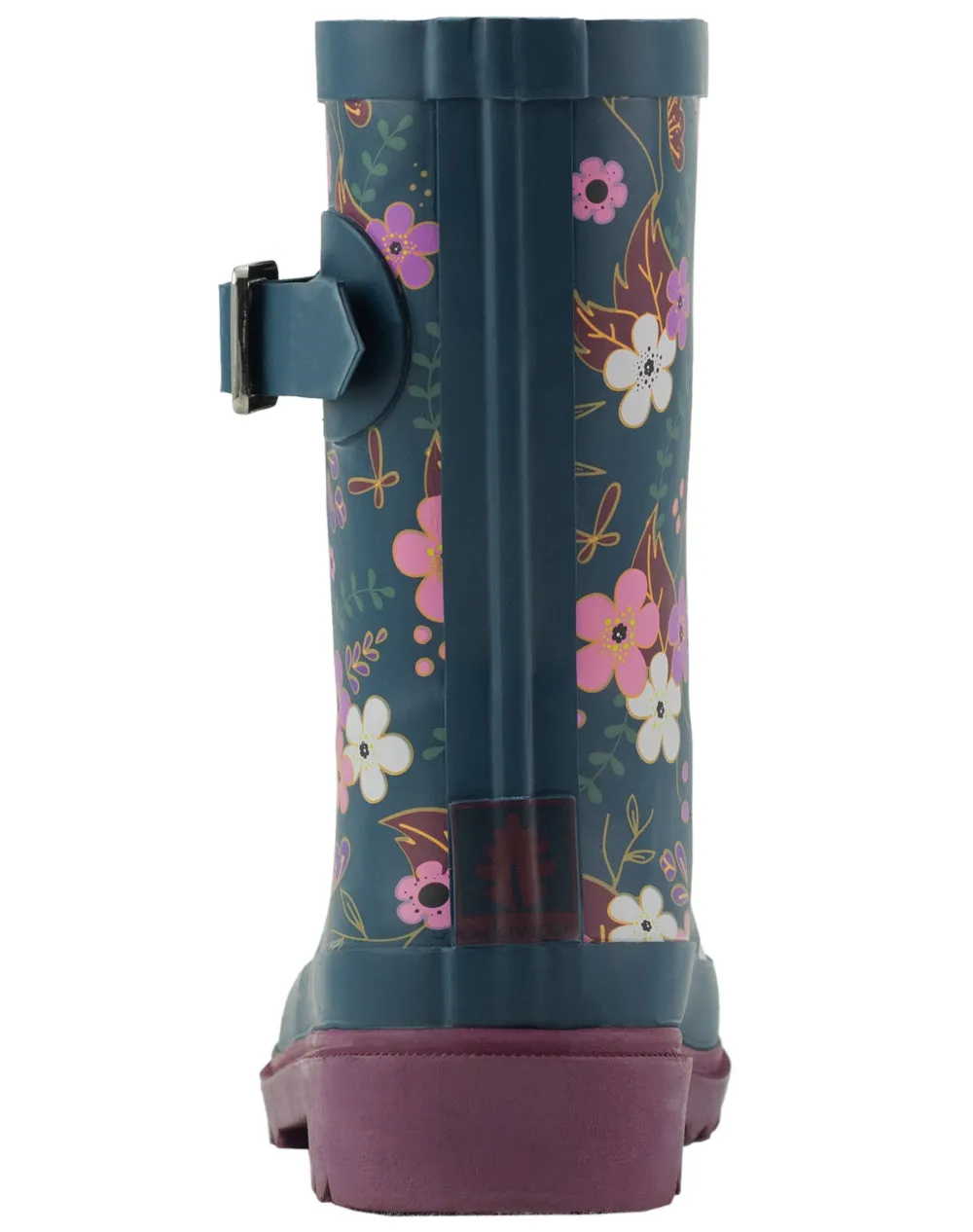 KID’S BUCKLE RUBBER RAIN BOOTS MIDNIGHT FLORAL