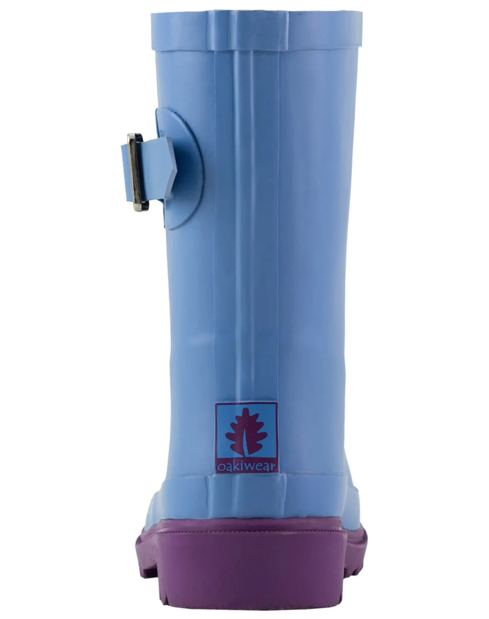 KID’S BUCKLE RUBBER RAIN BOOTS SKY BLUE & PURPLE