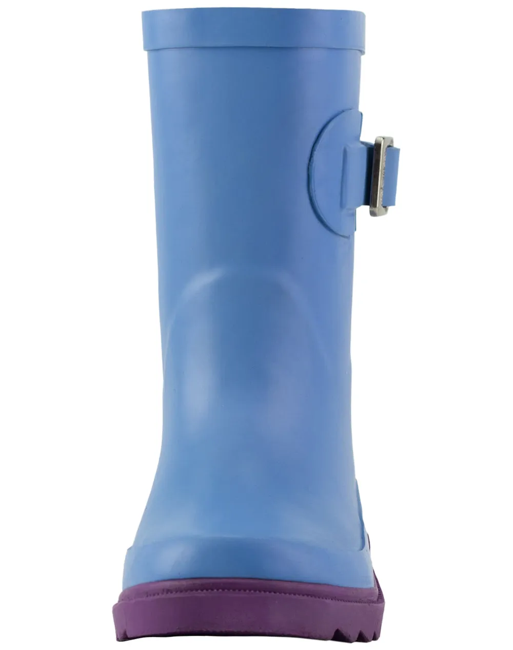 KID’S BUCKLE RUBBER RAIN BOOTS SKY BLUE & PURPLE