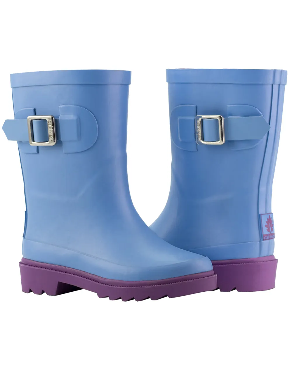 KID’S BUCKLE RUBBER RAIN BOOTS SKY BLUE & PURPLE