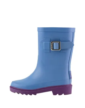 KID’S BUCKLE RUBBER RAIN BOOTS SKY BLUE & PURPLE