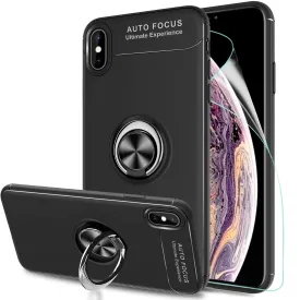 LeYi Case for iPhone XS Max with Ring Holder, Rotating Kickstand Stand Slim Soft Shockproof Silicone Gel TPU Phone Cover With Screen protector