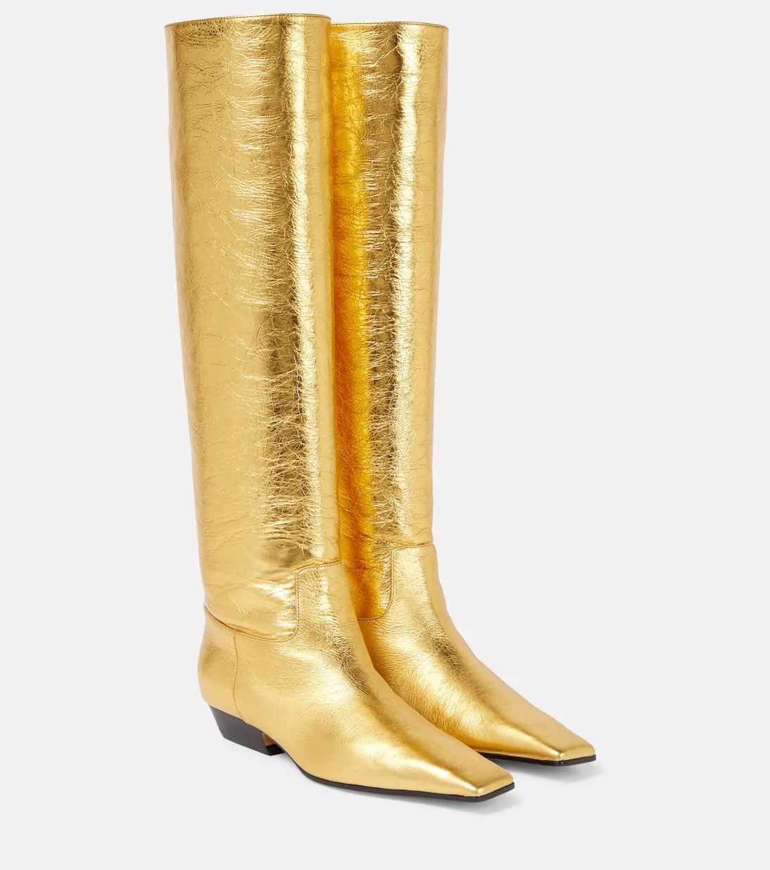 Metallic Khaite leather marfa boots, gold