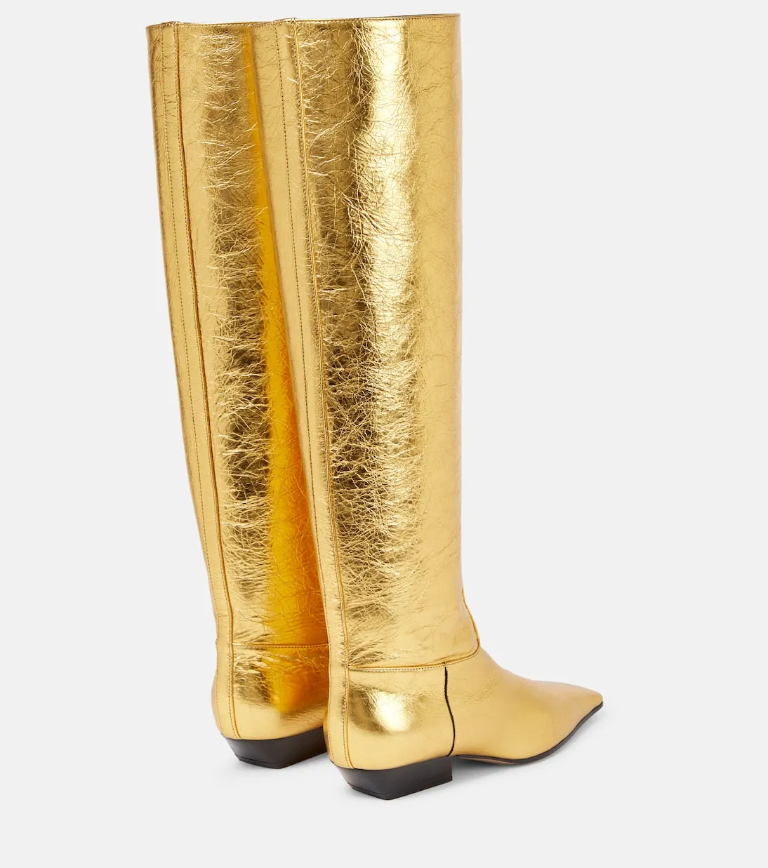 Metallic Khaite leather marfa boots, gold