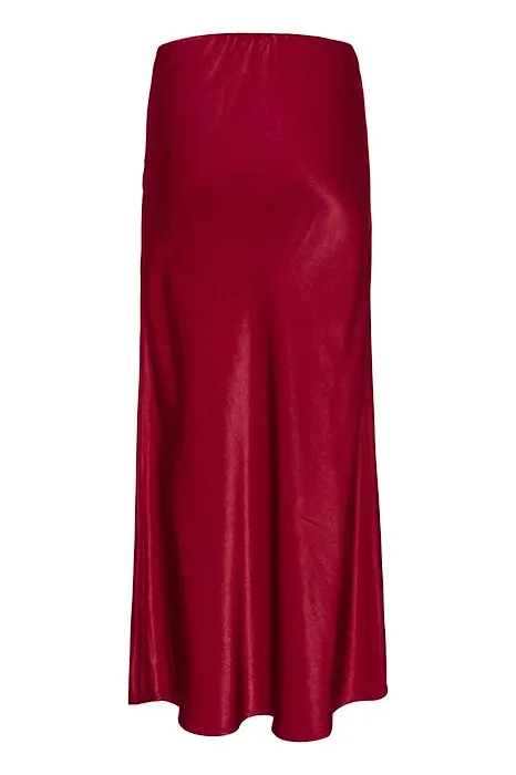 My Essential Wardrobe Estelle Long Skirt in Burgandy Red