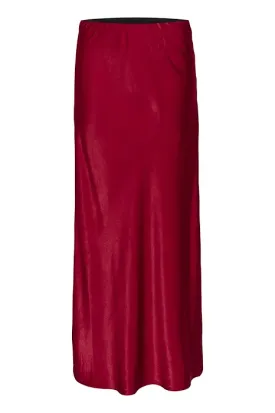 My Essential Wardrobe Estelle Long Skirt in Burgandy Red