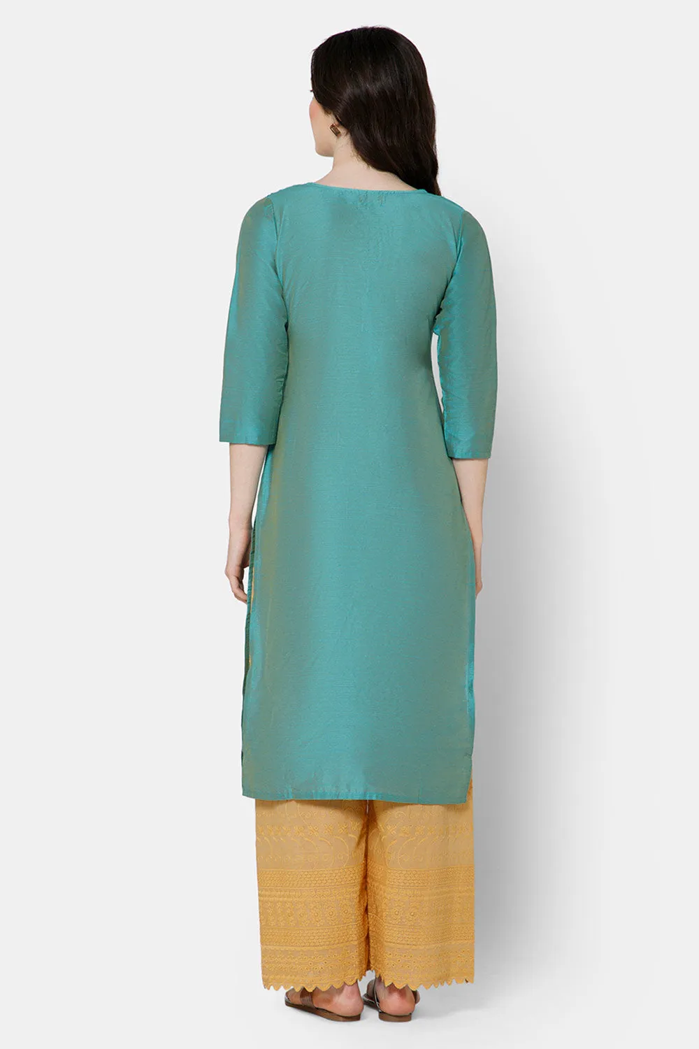 Mythri Women's Ethnic wear with Sequins Embroidery - Sea Green - E038