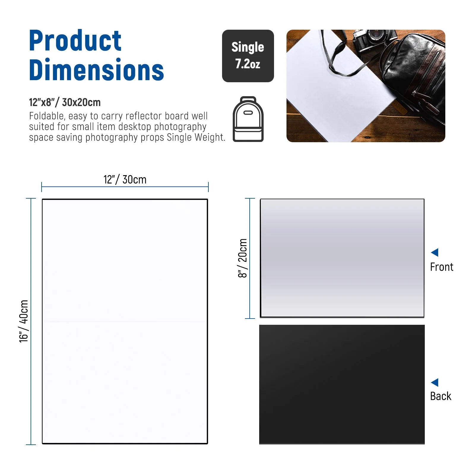 NEEWER 2 Pack 3-in-1 12” x 8” A4 Size Light Reflector Cardboard