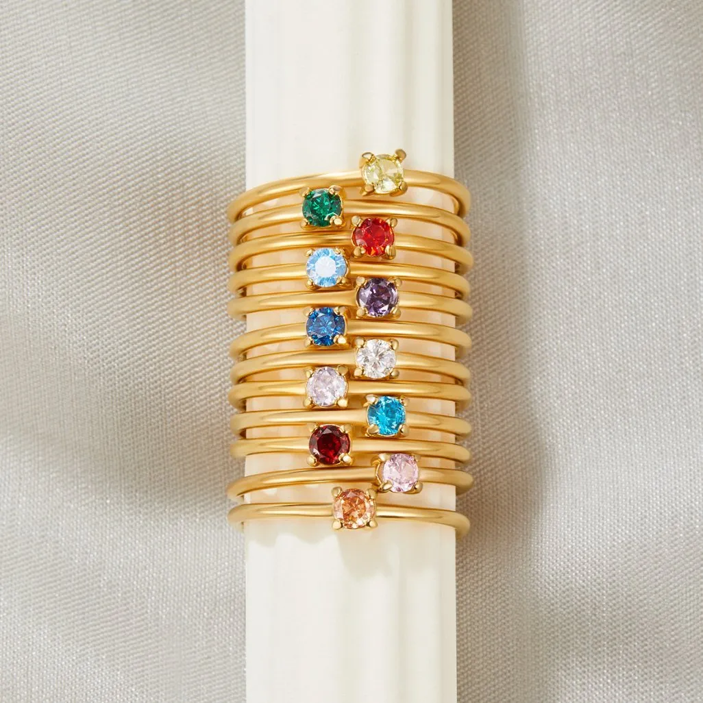 October Birthstone 18K Gold Ring