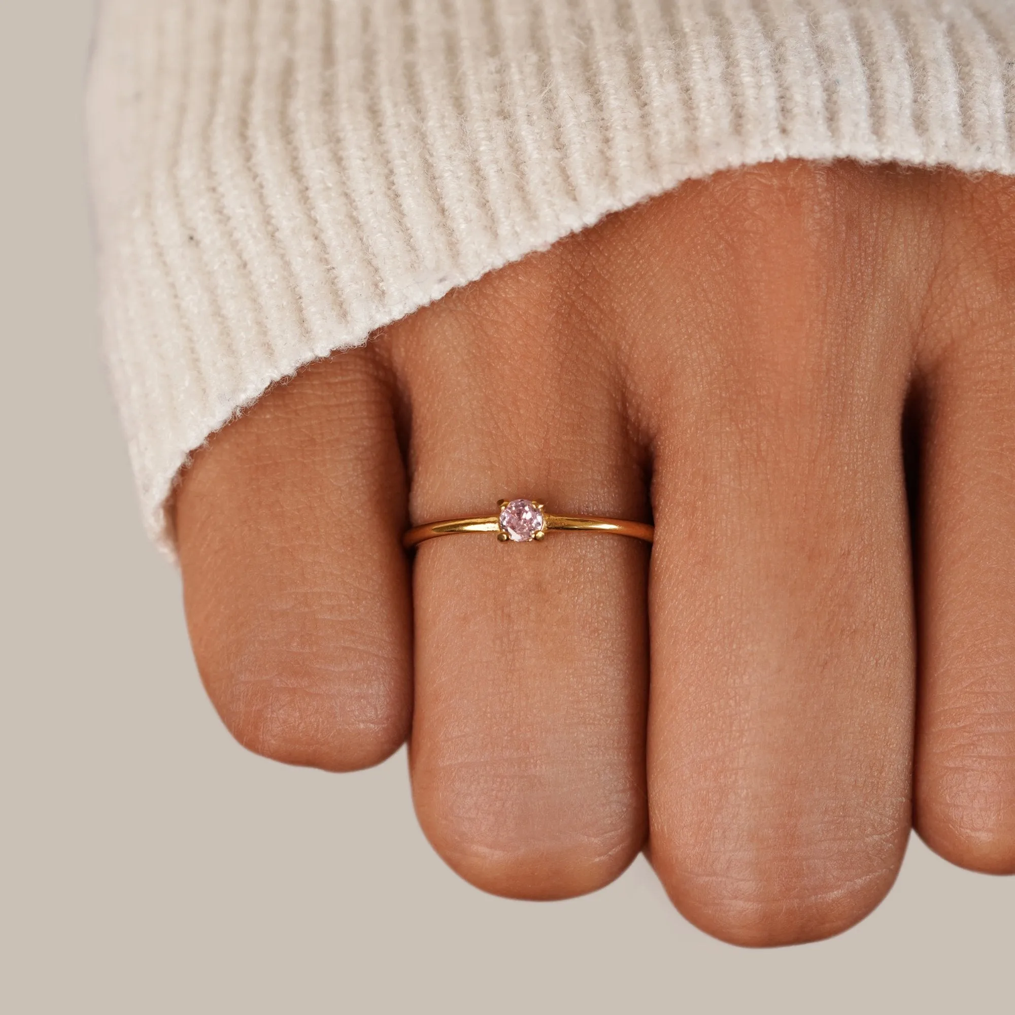 October Birthstone 18K Gold Ring