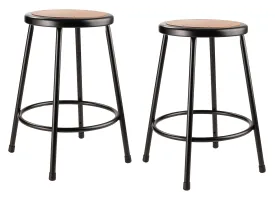 (Pack of 2) NPS 24' Heavy Duty Steel Stool, Black