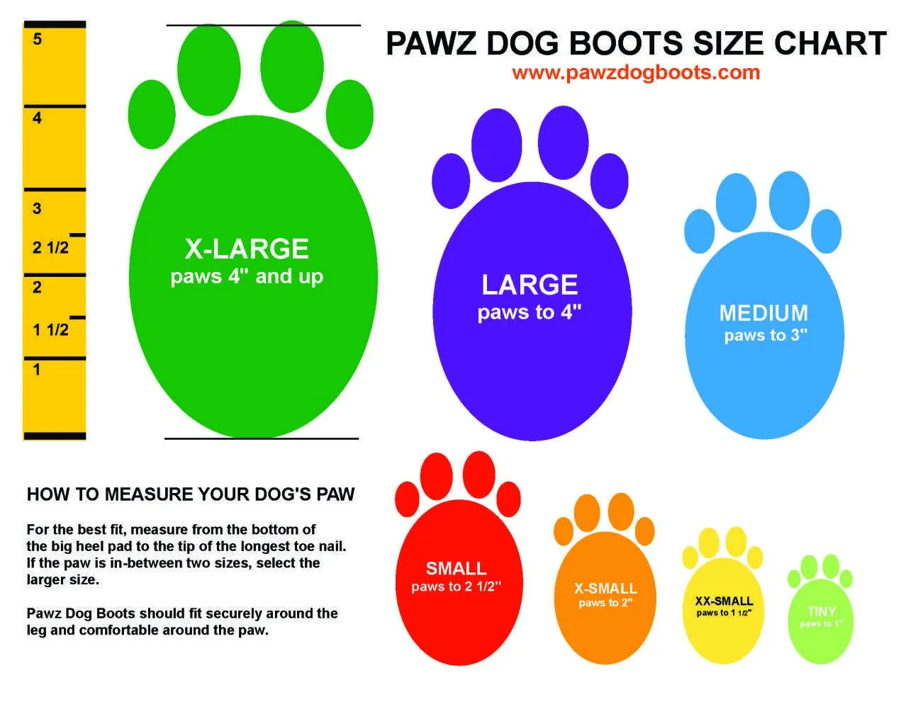 PawZ Natural Rubber Waterproof Dog Boots; available in 7 sizes