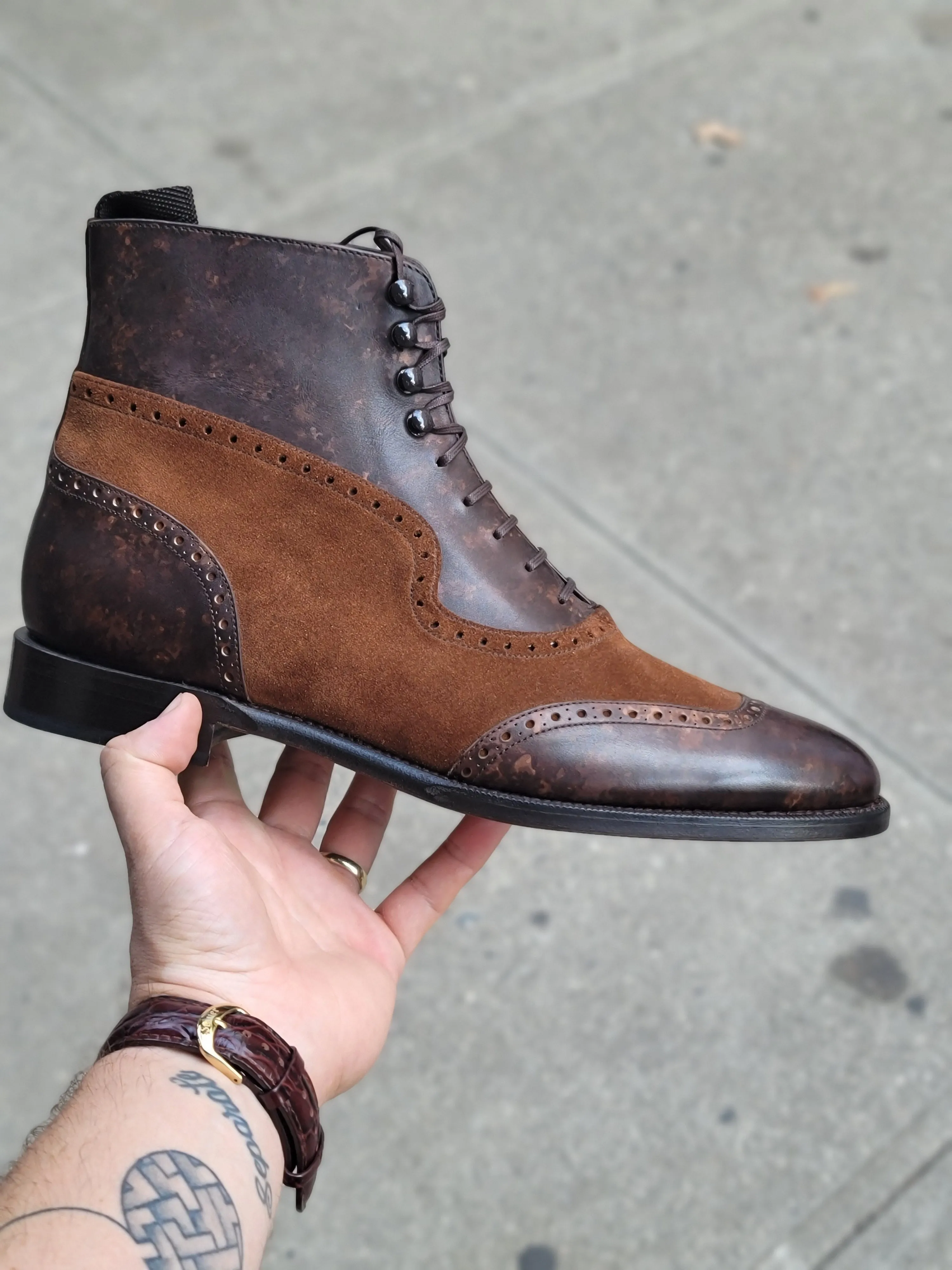 Pinehurst - MTO - Dark Brown Marble Patina / Snuff Suede - TMG Last - Single Leather Sole