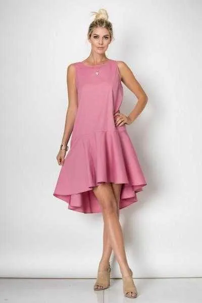 Pretty In Pink Hi-low Tulip Drop Waist Dress