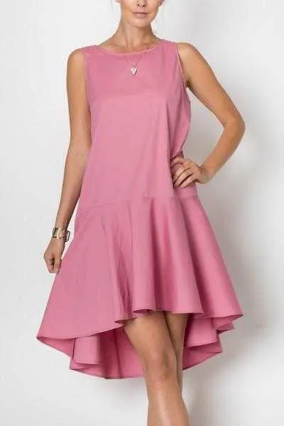 Pretty In Pink Hi-low Tulip Drop Waist Dress