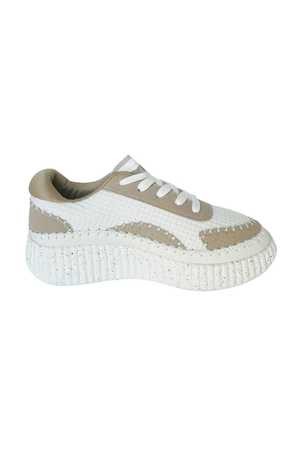 SAMPLE - Patchwork Platform Sneaker - White