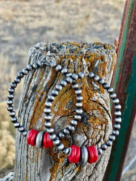 The Holiday Coral Navajo Pearl Loop Earrings