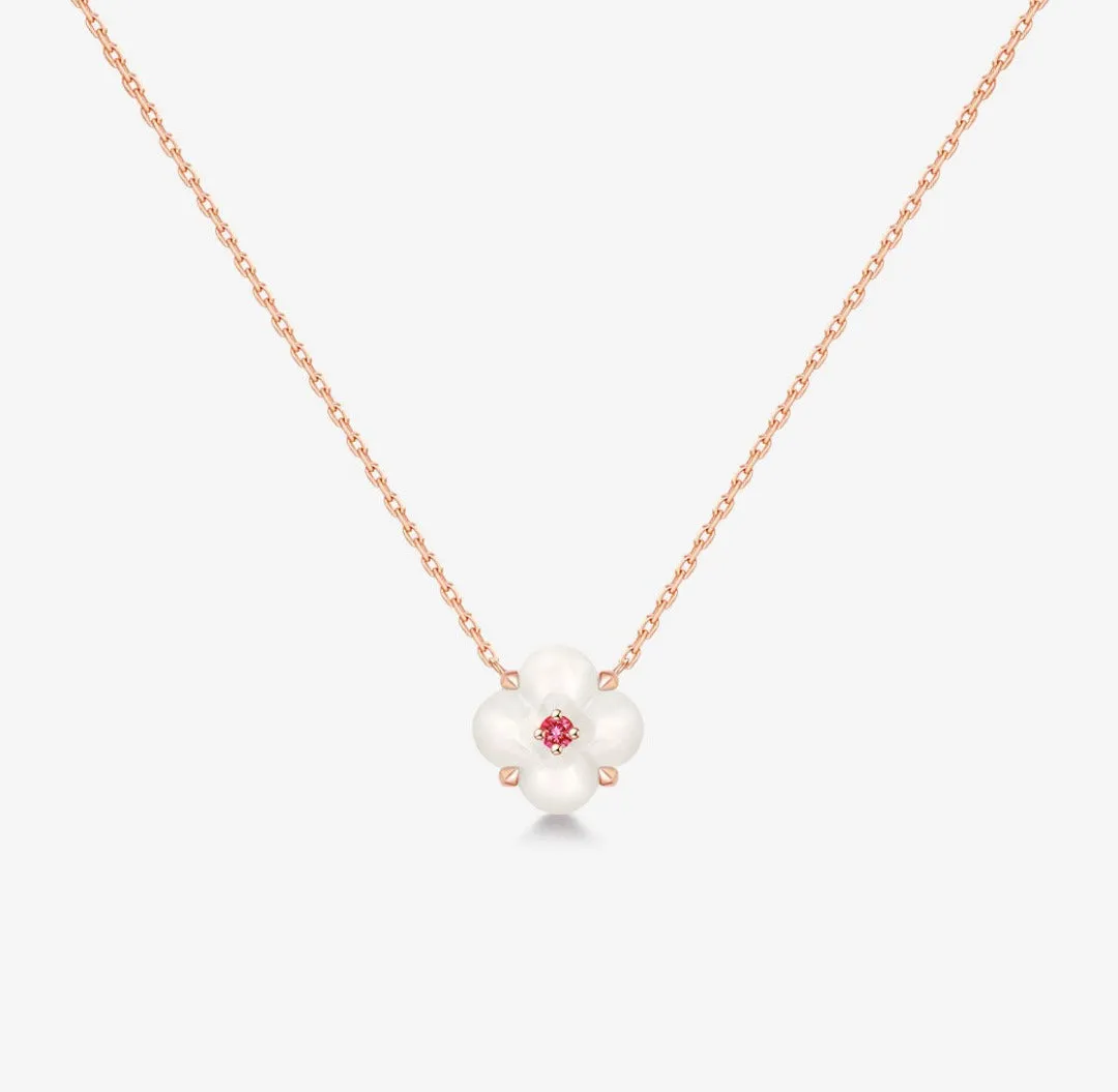 THIALH - Fontana di Trevi - Mini Mother-of-pearl and red spinel Necklace