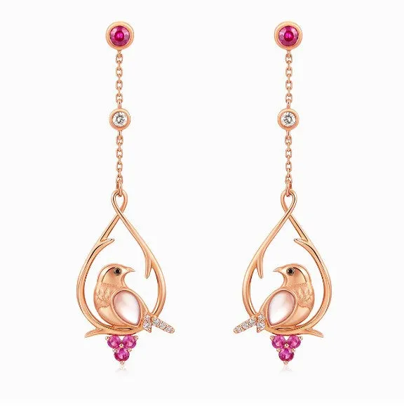 THIALH - ROBIN - 18K Rose Gold Pink mother-of-pearl Earrings (P)