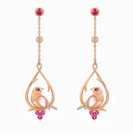 THIALH - ROBIN - 18K Rose Gold Pink mother-of-pearl Earrings (P)