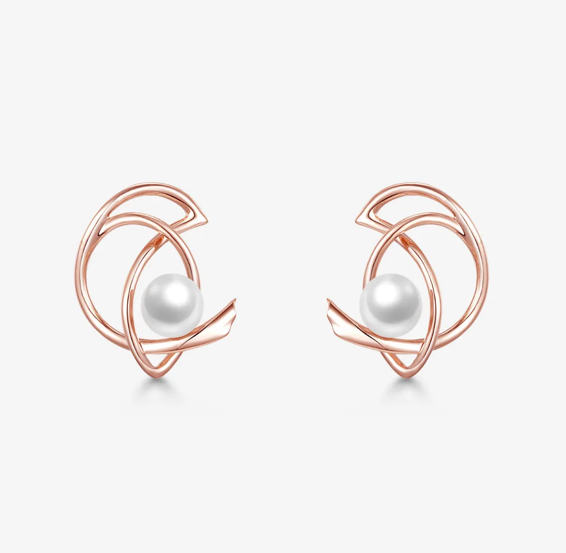 THIALH - ROBIN - Pearl 18K Rose Gold Stud Earrings