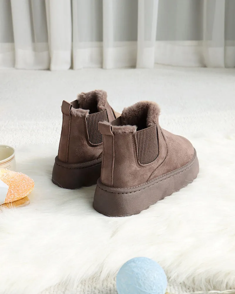 Thick-soled solid color snow boots