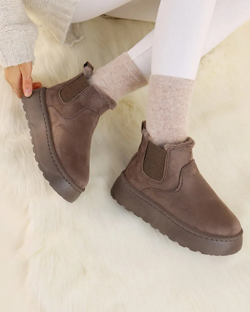 Thick-soled solid color snow boots