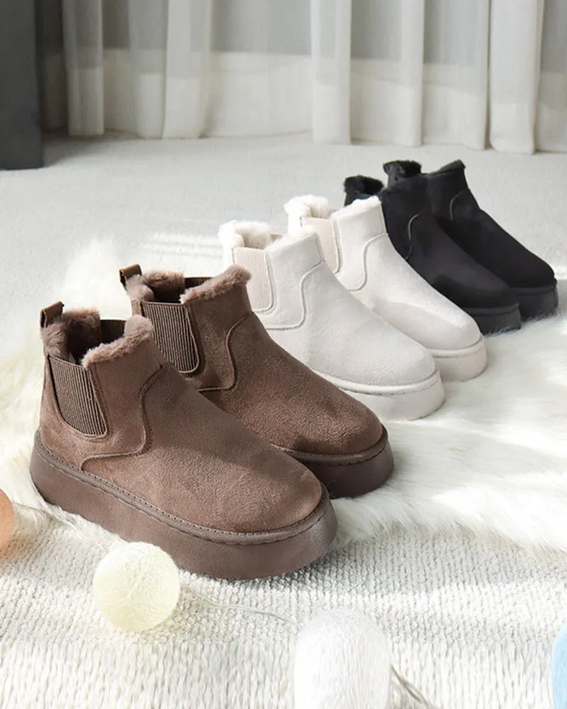 Thick-soled solid color snow boots