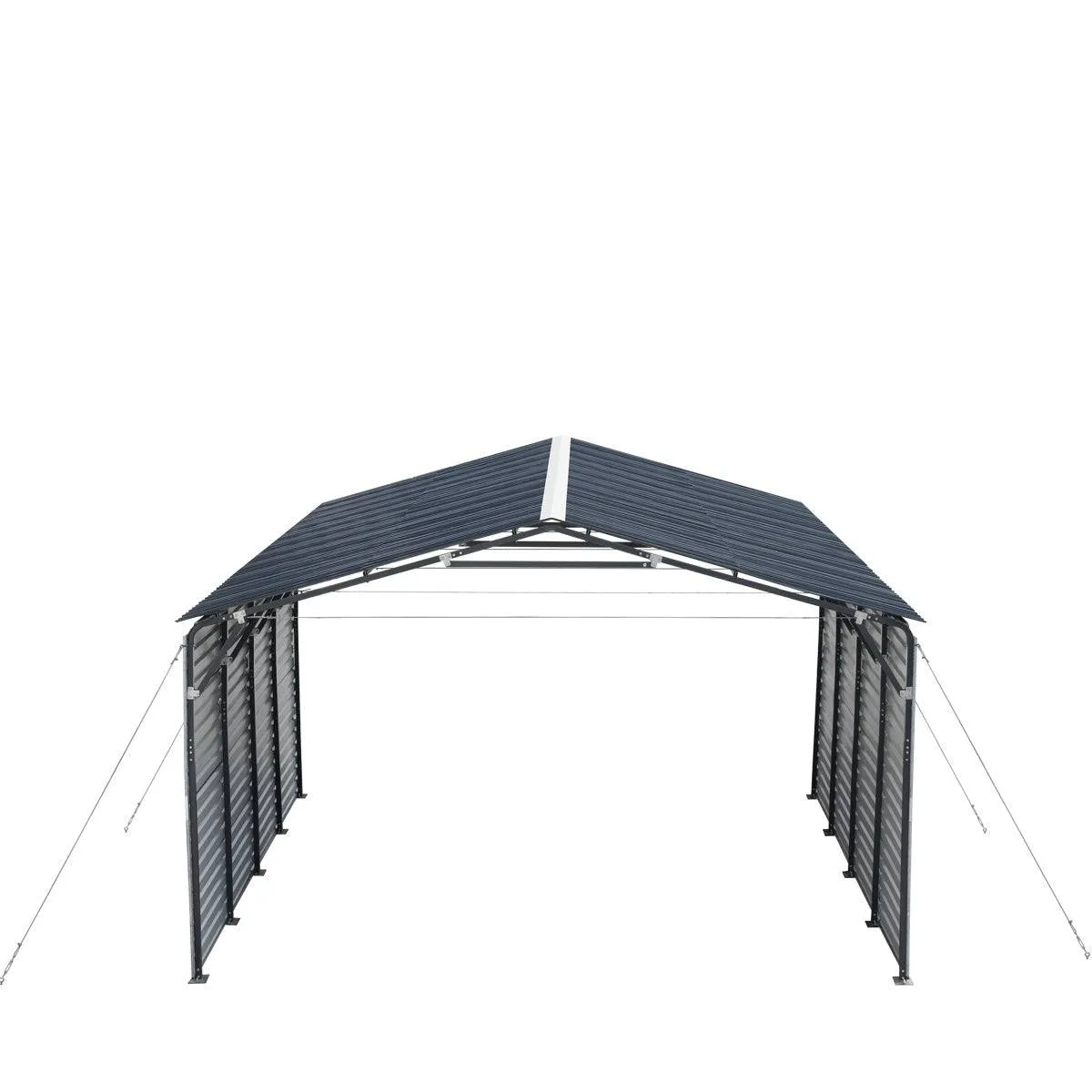 TMG Industrial 20’ x 20’ Metal Shed Carport, 10’ Enclosed Sidewalls, 400 Sq-Ft, 27 GA Corrugated Panels, TMG-MSC2020F