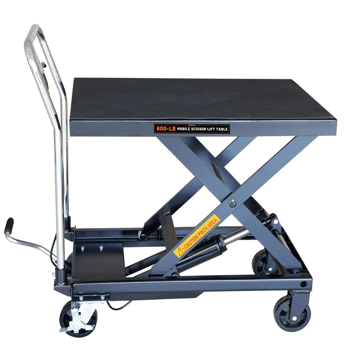 TMG Industrial 660-lb Mobile Scissor Lift Table, 30” Lifting Height, Foot Pedal Operation, Rubber Padded Tabletop, TMG-ALS03