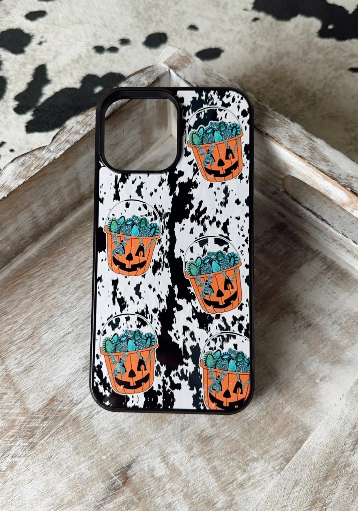 Turquoise trick or treat phone case for iPhone and Samsung