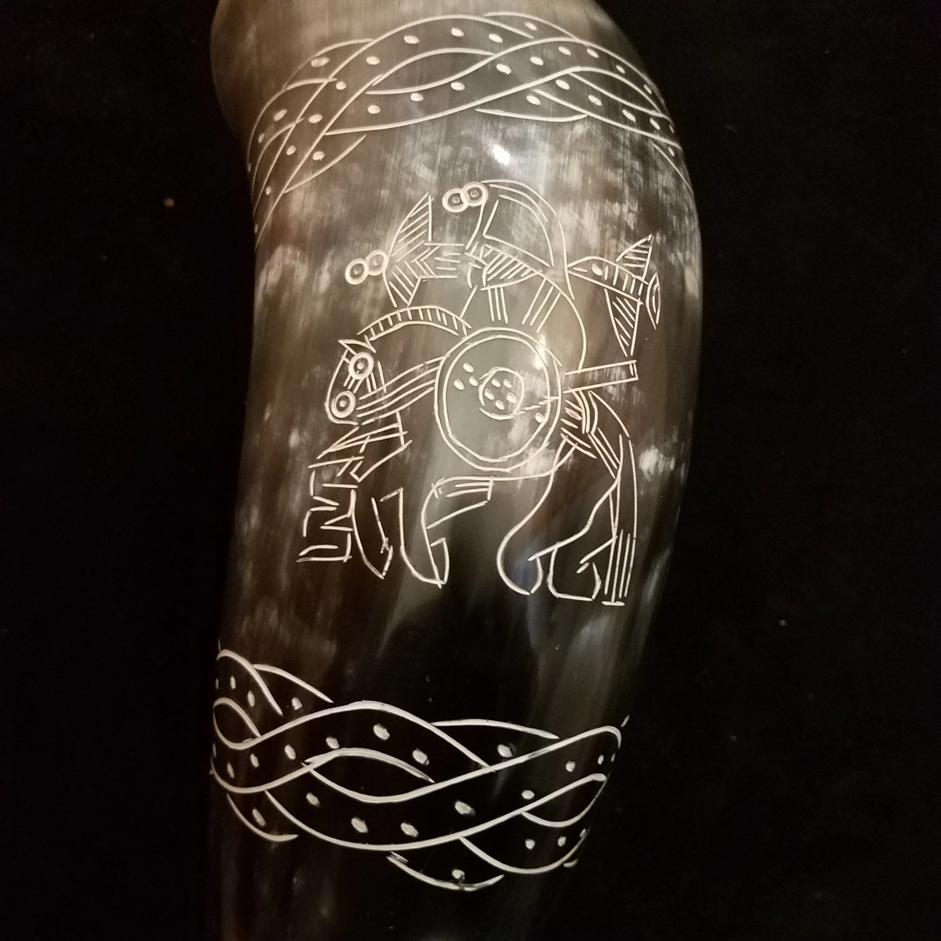 Viking Drinking Horn with Sutton Hoo Odin Motif | Boots by Bohemond