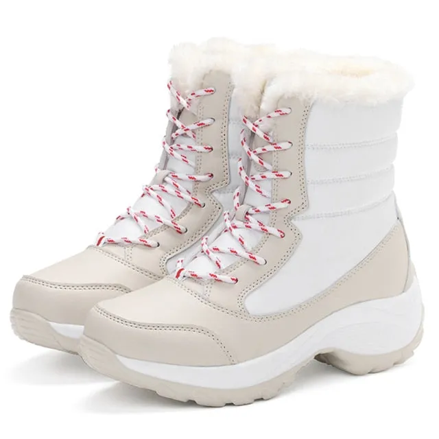 Women's Lace Up Snow Boots with Fur