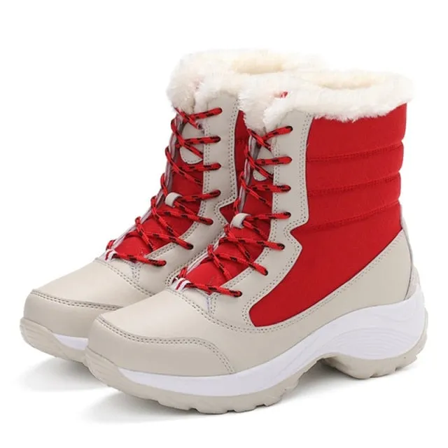 Women's Lace Up Snow Boots with Fur