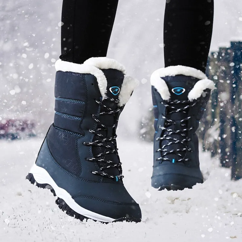 Women's Lace Up Snow Boots with Fur